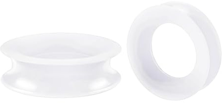 bodyjewellery Weiße Silikon-Ohrstöpsel, doppelt ausgestellt, verkauft als Paar, Silikon