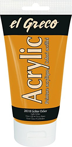KREUL 28518 - El Greco Acrylic, 150 ml Tube in lichter ocker, hochpigmentierte, glänzende Acrylfarbe in Studienqualität, buttrig vermalbar, für pastose Malerei