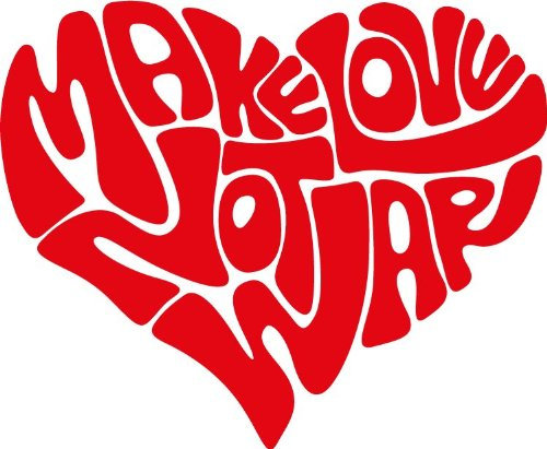 Make Love Not War Heart Hochwertigen Auto-Autoaufkleber 12 x 12 cm