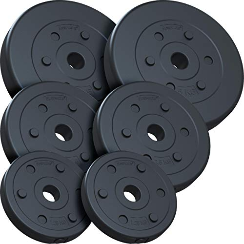 ScSPORTS® Hantelscheiben - Set, 17,5/27,5/30/35/45 kg, Ø 30/31mm, Zement, Kunststoff - Gewichtsscheiben, Hantelscheiben-Set, Fitness Scheiben, Gewichte für Hantel (17,5 kg (2x5 + 2x2,5 + 2x1,25))