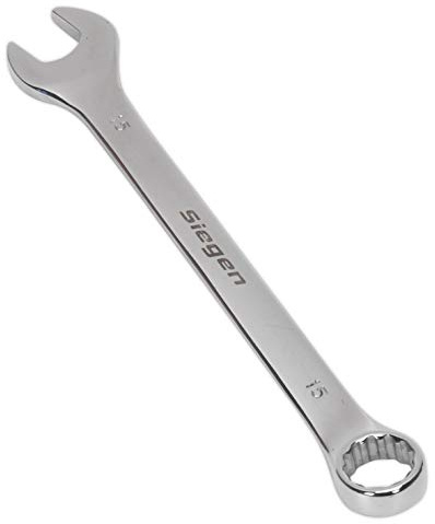 Sealey S01015 Combination Spanner, 15mm, 190mm x 184mm x 49mm, Silver