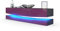 Vladon Lowboard City, Made in Germany, TV-Kommode mit Sockelelement, 1 offenem Fach und 3 Schubkästen, Schwarz Hochglanz/Brombeer Hochglanz, inkl. LED-Beleuchtung (178 x variabel x 39 cm)
