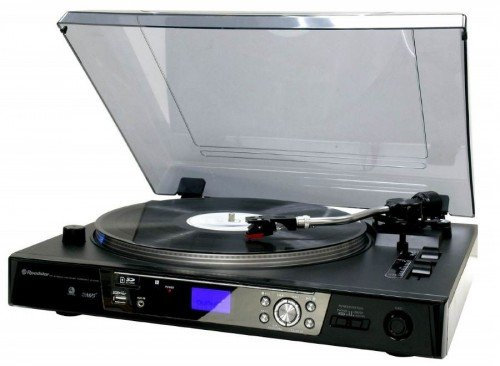 Roadstar TTL-8750 UCE Halbautomatischer Plattenspieler (Encoding-Funktion, Magnet-Tonabnehmer, Riemenantrieb) schwarz