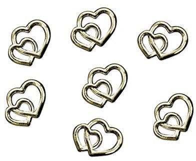 Streudeko Herzen 25er Set ca. 10mm Kunststoff Doppelherzen Hochzeit Valentinstag zum Basteln gold Deko-Herzen gold, 1 cm, 25 Stück
