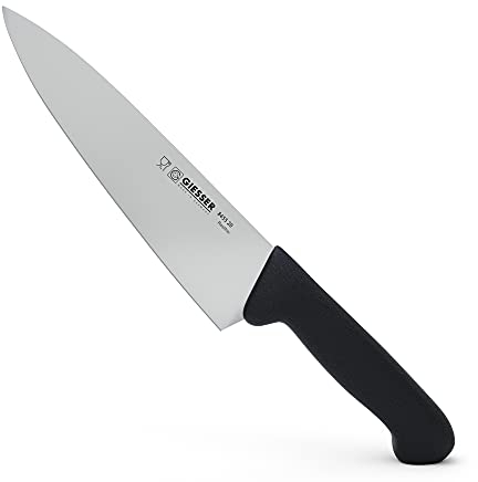 Giesser depuis 1776 - fabriqué en Allemagne - couteau de chef noir, Basic Black, lame 20 cm, antidérapant, couteau de cuisine lavable au lave-vaisselle, inoxydable