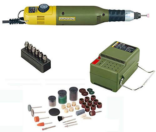 PROXXON MICROMOT Multitool 60 E (Nachfolger 50 E) Set mit Drehzahlsteuerung - inklusive Netzgerät, Spannzangenset und 105-tlg. SILVERLINE Zubehörset