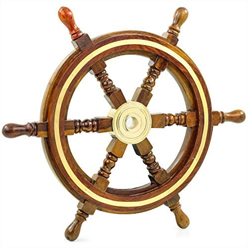 Nagina International Piratenrad Marine Lenkräder Piratenschiffe Bootslenkrad Schiffsrad Dekor Nautisches Rad Lenkrad auf einem Boot (12 Zoll Durchmesser)