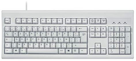 perixx PERIBOARD-106W, kabelgebundene USB-Tastatur für Windows – Ergonomische Gebogene Tasten, Standardgröße, AZERTY, Weiß