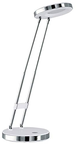 EGLO LED Tischlampe Gexo, 1 flammige Tischleuchte, Klassisch, Schreibtischlampe aus hochwertigem Kunststoff und Stahl, Bürolampe in Weiß, Chrom
