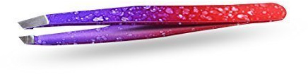 Professional Eyebrow Tweezers, Slanted, Hair Removal Tweezers Slant Tip - Stainless Steel(Red with Blue)