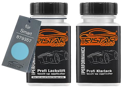 TRISTARcolor Autolack Lackstift Set für Smart 879357 Gulf Blau Basislack Klarlack je 50ml