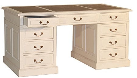 Vintage Line Landhausmöbel Schreibtisch Partner Mahagoni Holz weiÃŸ freistehend