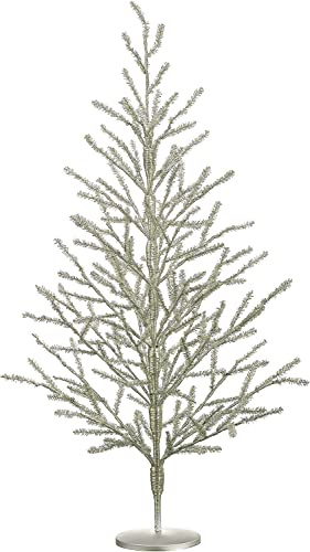 36 Tinsel Christmas Tree Antique Silver - 3 Foot Tinsel Pine Tree by Silk Decor