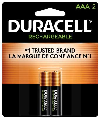 Duracell Rechargeable AAA Batteries, 2 Count (Pack of 1), Triple A Battery for Long-lasting Power, All-Purpose Pre-Charged Battery for Household and Business Devices