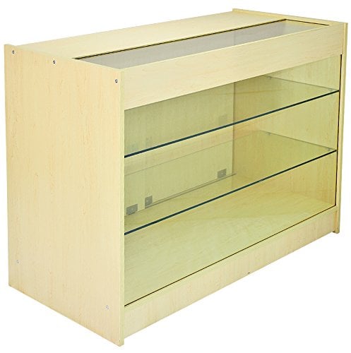 Monstershop K1200 Theke Tresen Verkaufstheke Verkaufstisch Rezeption Ladentheke Ladentisch Empfang Rezeption Büromöbel Ahorn 120cm x 60cm x 90cm Ausstellungstheke Vitrine Ausstellungs Empfangsmöbel