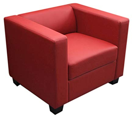 Mendler Sessel Loungesessel Lille - Leder, rot