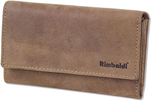 Woodland DAMENGELDBÖRSE Viele Fächer RFID-Blocker Schutz Weiches naturbelassenem Büffelleder Dunkelbraun