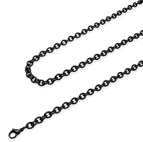SoulCats Gliederkette Edelstahl Halskette Set Königskette, Größe: 5 mm, Auswahl: Kette 60 cm, Farbe: Schwarz