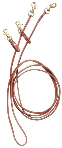 Tough 1 Royal King Leather Pulley Draw Reins 5/8 x 8 1/2', Brown