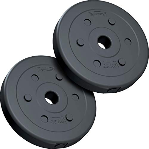 ScSPORTS® Hantelscheiben - Set, 5/10/15/20 kg, Ø 30/31mm, Zement, Kunststoff - Gewichtsscheiben, Hantelscheiben-Set, Fitness Scheiben, Gewichte für Hantel, Langhantel (5 kg (2 x 2,5))