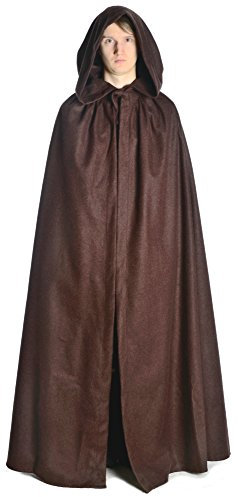 HEMAD Mittelalter Umhang mit Kapuze Wollfilz braun