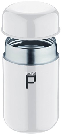 Drink Pod Stainless Steel Vacuum Insulated Leak-Proof Foodpod Capsule Flask 6 Hours Hot 24 Hours Cold, White, 400ml