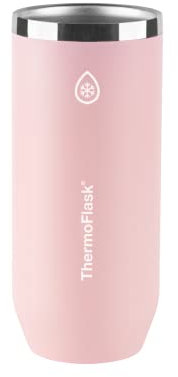 ThermoFlask Slim Can Cooler - 2-in-1 Insulated Can Cooler Cup - Durable Stainless Steel Cooler with Non-Slip Base - Dishwasher-Safe Beverage Can Cooler - 12 oz, Pink Salt