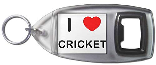 I Love Heart Cricket - Plastic Bottle Opener Key Ring