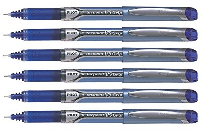 Pilot V5 Grip Tintenroller mit Nadelspitze, 0,5 mm, Blau, 12 Stück