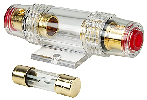 tomzz Audio 5800-007 AGU Sicherungshalter transparent Kabel bis 25qmm, vergoldet, 80A Sicherung