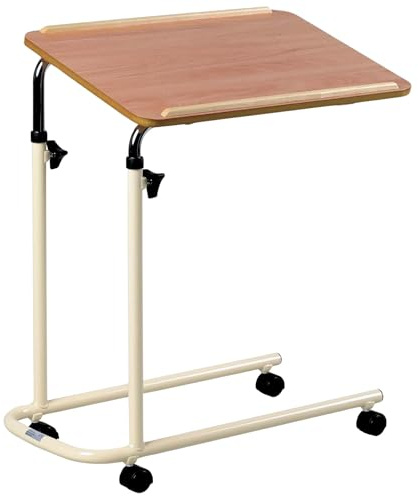Days Overbed Table with Wheels – Height Adjustable and Lightweight – Laminated 61 x 40 cm Fixed Version Surface for Bed or Chair Use – Ideal for Meals, Laptop Work, and Elderly Care