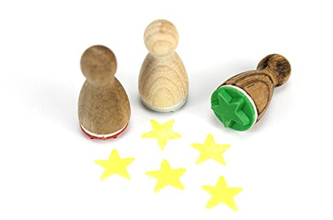 Stemplino® Ministempel® - Motiv: Stern - 12mm Durchmesser - Holzstempel Kinder Stempel Bullet Journal Stempel mit Stern Motiv Sternstempel