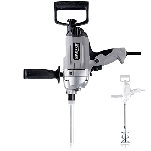 Werku WK403140, Mezclador Pintura-Mortero, Calidad Profesional, Mezclado 50 Kg, Potencia 1050 W, Incluye Varilla Mezcladora