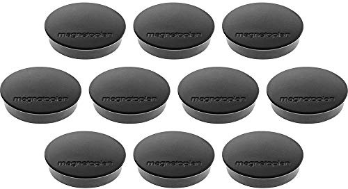 magnetoplan Premium Magnete Discofix standard | ØxH 30x8mm | 10 Stück, Schwarz | Haftkraft: 0,7 kg | Magnete für Magnettafeln und Whiteboards | Kratzfreie Spezialbeschichtung | Leicht abnehmbar