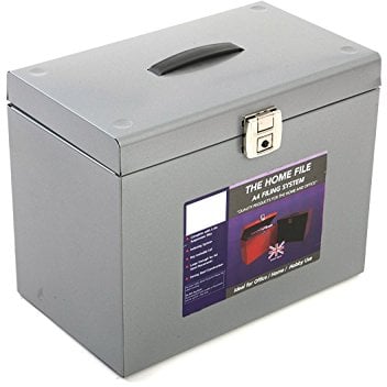 Pierre Henry Metal File Box with 5 Suspension Files Tabs and Insert A4 W370xD220xH290mm Silver Ref 040011