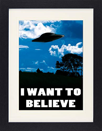 1art1 UFOs Poster I Want to Believe Gerahmtes Bild Mit Edlem Passepartout | Wand-Bilder | Im Bilderrahmen 40x30 cm
