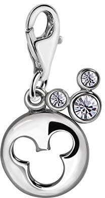 Quiges Charm Anhänger Weiß Zirkonia 2 Karikatur Maus Symbole 925 Silber mit Karabinerverschluss für Bettelarmband