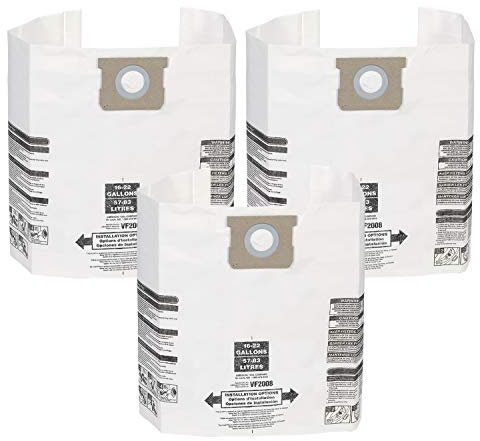 Multi FIT Wet Dry Vacuum Bags VF2008 General Dirt Dust Bags for Most 15 Gallon to 22 Gallon Shop Vac Branded Wet/Dry Vacuum Cleaners (3 Dust Collection Bags)