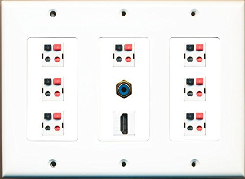 RiteAV Hdmi RCA Blue 7.1 Speaker Jack Home Theater Wall Plate White