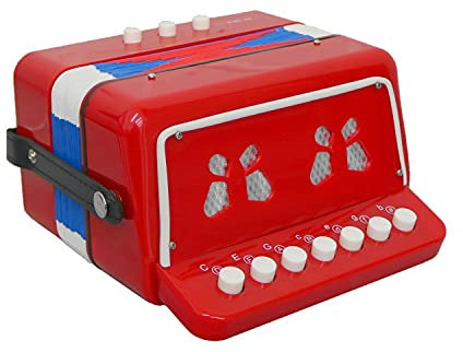 Oypla 7 Keys 2 Bass Children's Red Toy Accordion Musical Instrument