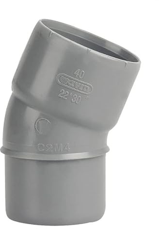COUDE PVC MALE FEMELLE 22°30 DIAMETRE 40 MM WAVIN