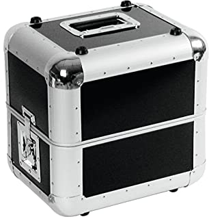 Roadinger - Caja para guardar vinilos (aluminio, esquinas redondeadas, se despliega en 2 partes iguales), de color negro