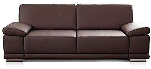 CAVADORE 3,5-Sitzer Sofa Corianne in Kunstleder / Großes Sofa Lederoptik in hochwertigem Kunstleder und modernem Design / Mit verstellbaren Armlehnen / 248 x 80 x 99 / Kunstleder braun