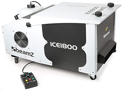 BeamZ ICE1800 Machine à Fumée Lourde, 1800 Watts, Mode DMX, Télécommande filaire 3 m, Réservoir 1.3 L, Idéal pour Créer de la Fumée au Sol avec des Glaçons pour Mariages et Halloween