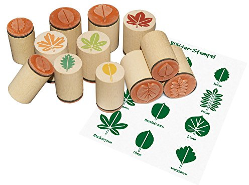 Holzstempel Blätter, Holzstempel Laubblätter, Blätterstempel 12er Set, Stempel Set Blätter