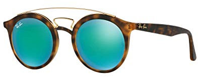 Ray-Ban Unisex Gatsby I Sonnenbrille, Mehrfarbig (Gestell: Havana, Gläser: grün verspiegelt grün 60923R), Medium (Herstellergröße: 49)