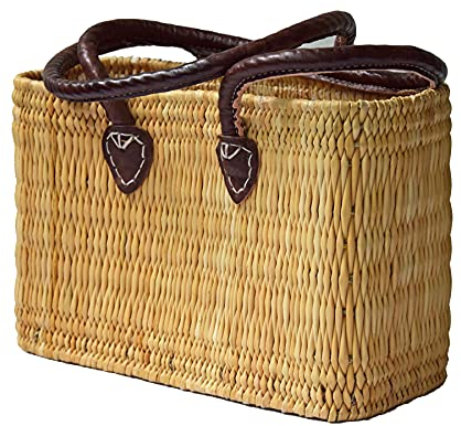 Seegras Tasche Korb Einkaufstasche Einkaufskorb Flechtkorb Korbtasche Palmgras langer Griff klein Color Natur