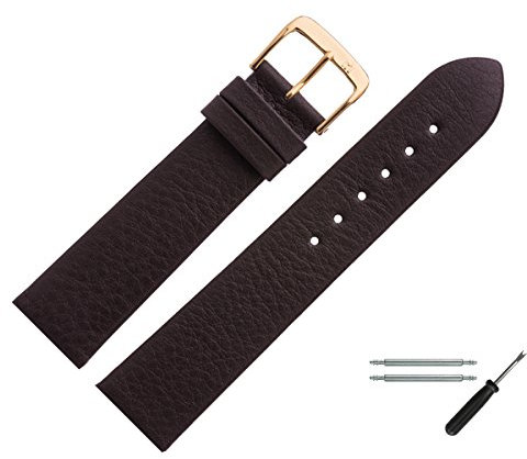 MARBURGER Uhrenarmband 17mm Leder Braun Gold Yak Prägung - Montage Set 5251731000220