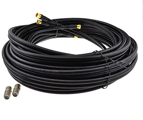 kenable TWIN Satellite Moulded F Type Plug to Socket RG6 Extension Cable 10m Black [10 metres]