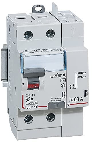 Legrand - Interrupteur differentiel bipolaire - 2P - type AC 30mA arrivée haut/départ haut 63A